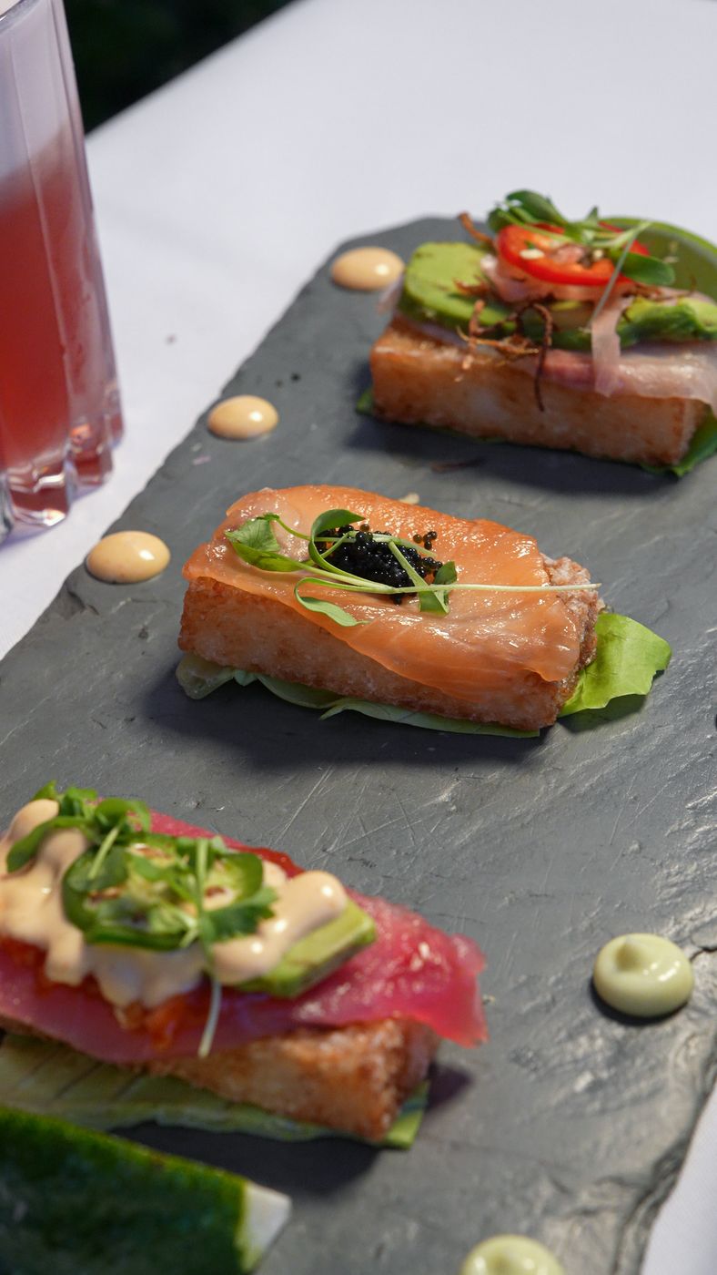 Seafood crudo trio